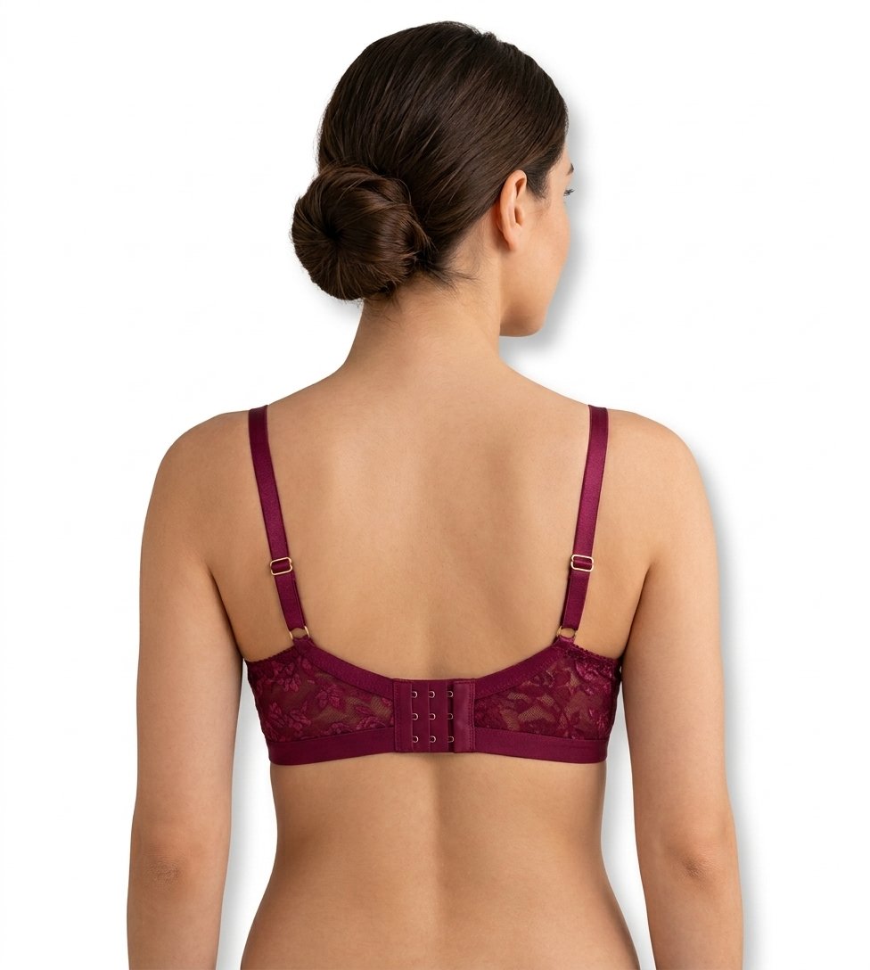 Zawah women's maroon floral lace full coverage bra