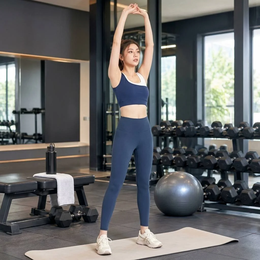 Asymmetrical Activewear Set with Two-Tone Sports Bra and Leggings