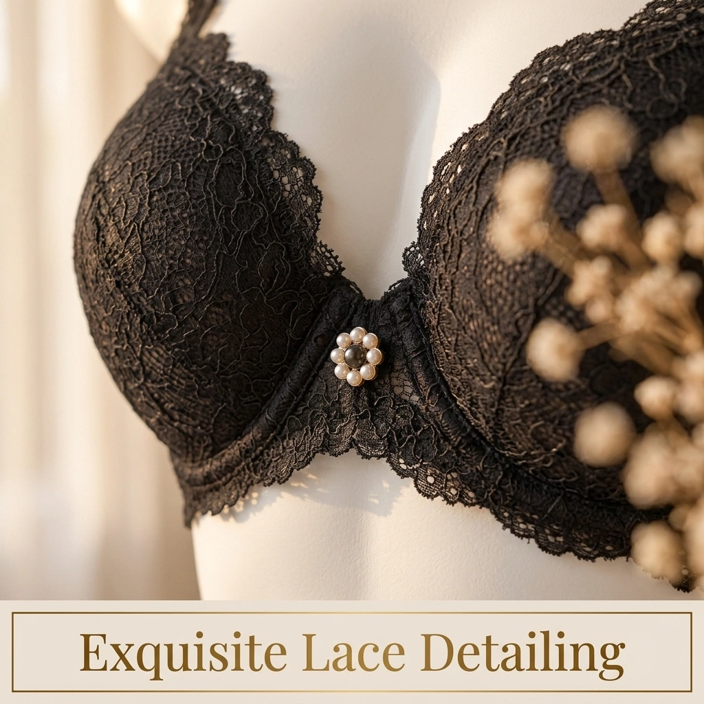 Women’s Black Lace Bra and Panty Set – Elegant Floral Lace Lingerie Set - Image 2