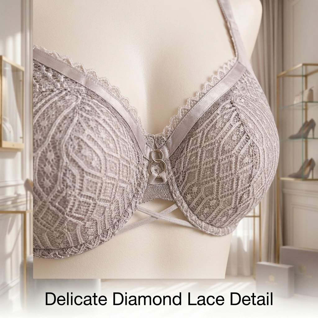 Diamond Lace Bra and Panty Set – Elegant Geometric Lingerie - Image 5