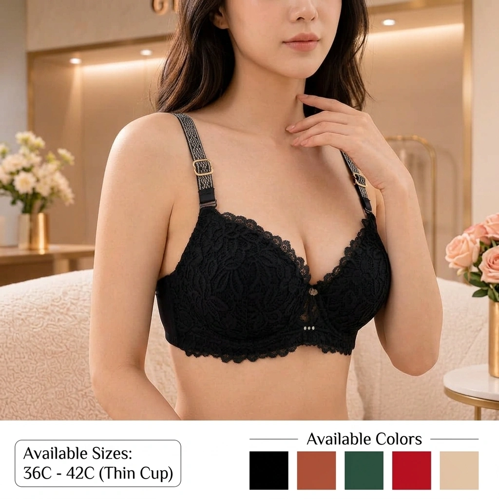 Floral Lace Thin Cup Bra for Women in 5 colors
