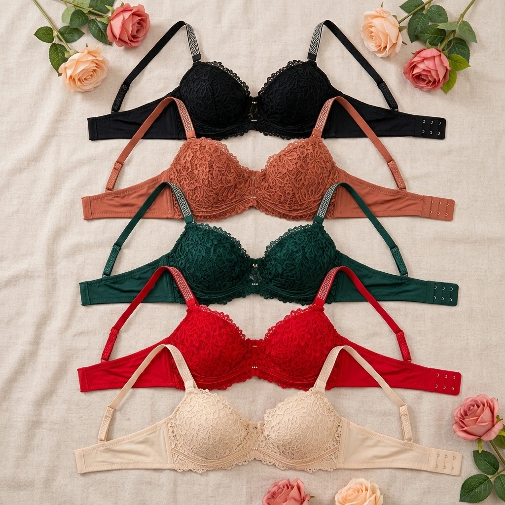 Floral Lace Thin Cup Bra for Women - Image 4