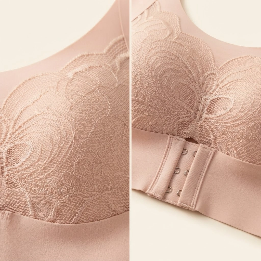 Women’s Front Closure Wireless Bra – Breathable Floral Lace Comfort Bra - Image 4