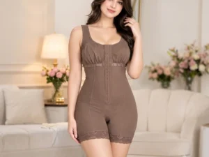 Full Body Shaping Bodysuit with Wide Strap, Front Hook, Underbust Band, and Lace Border