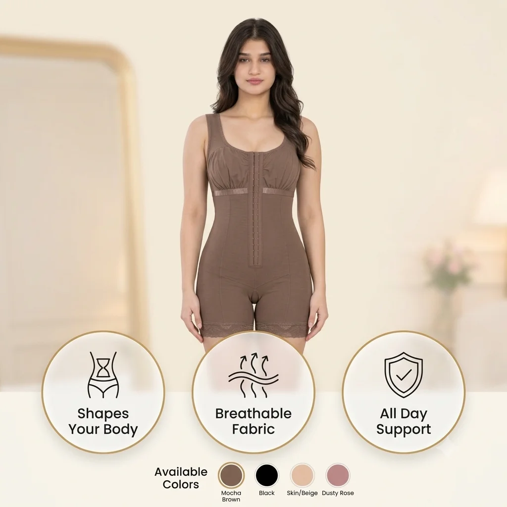 Women’s Full Body Shaping Bodysuit | Firm Control Shaper with Front Hook Closure - Image 2