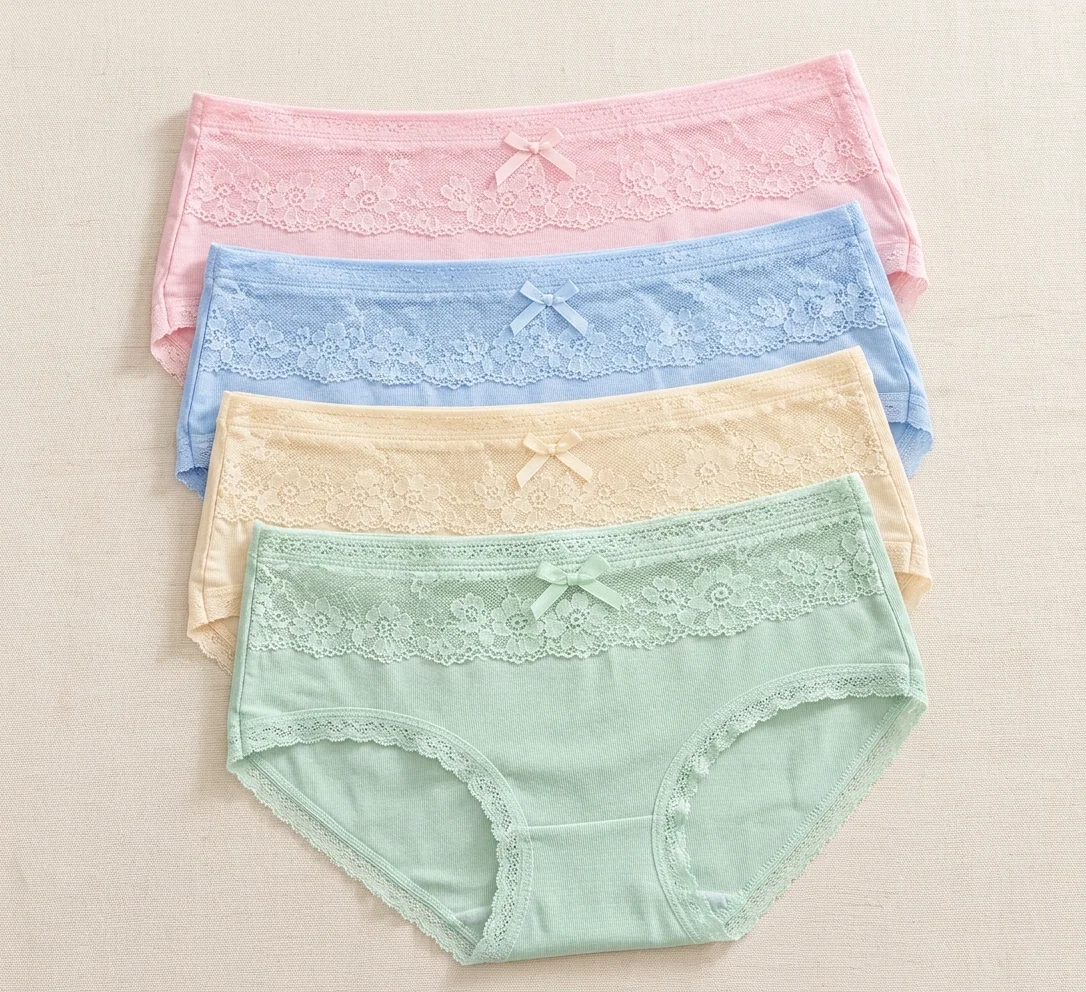 Women’s Lace Trim Cotton Panties (Pack of 4) - Image 2