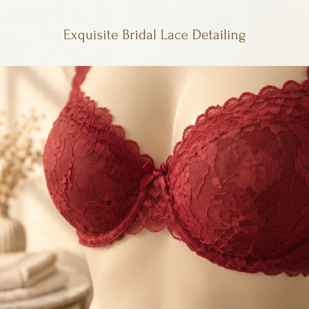 Red Lace Bra Set – Romantic Floral Lingerie - Image 2