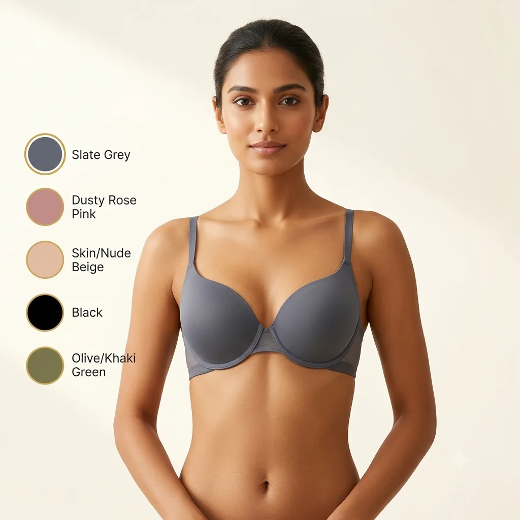 Seamless Smooth Cup Bra with Breathable Mesh Side Panel