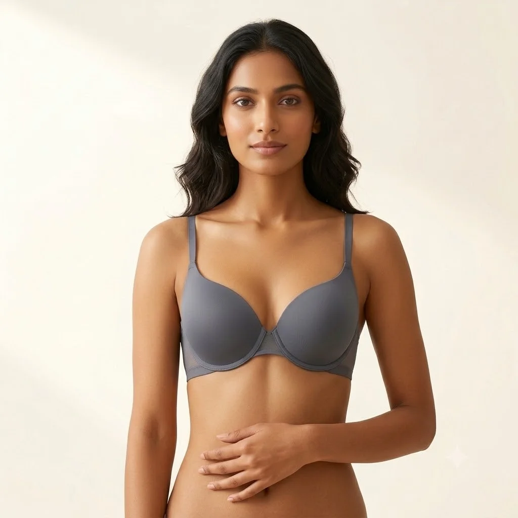 Seamless Smooth Cup Bra | Mesh Side Panel & Adjustable Straps - Image 4