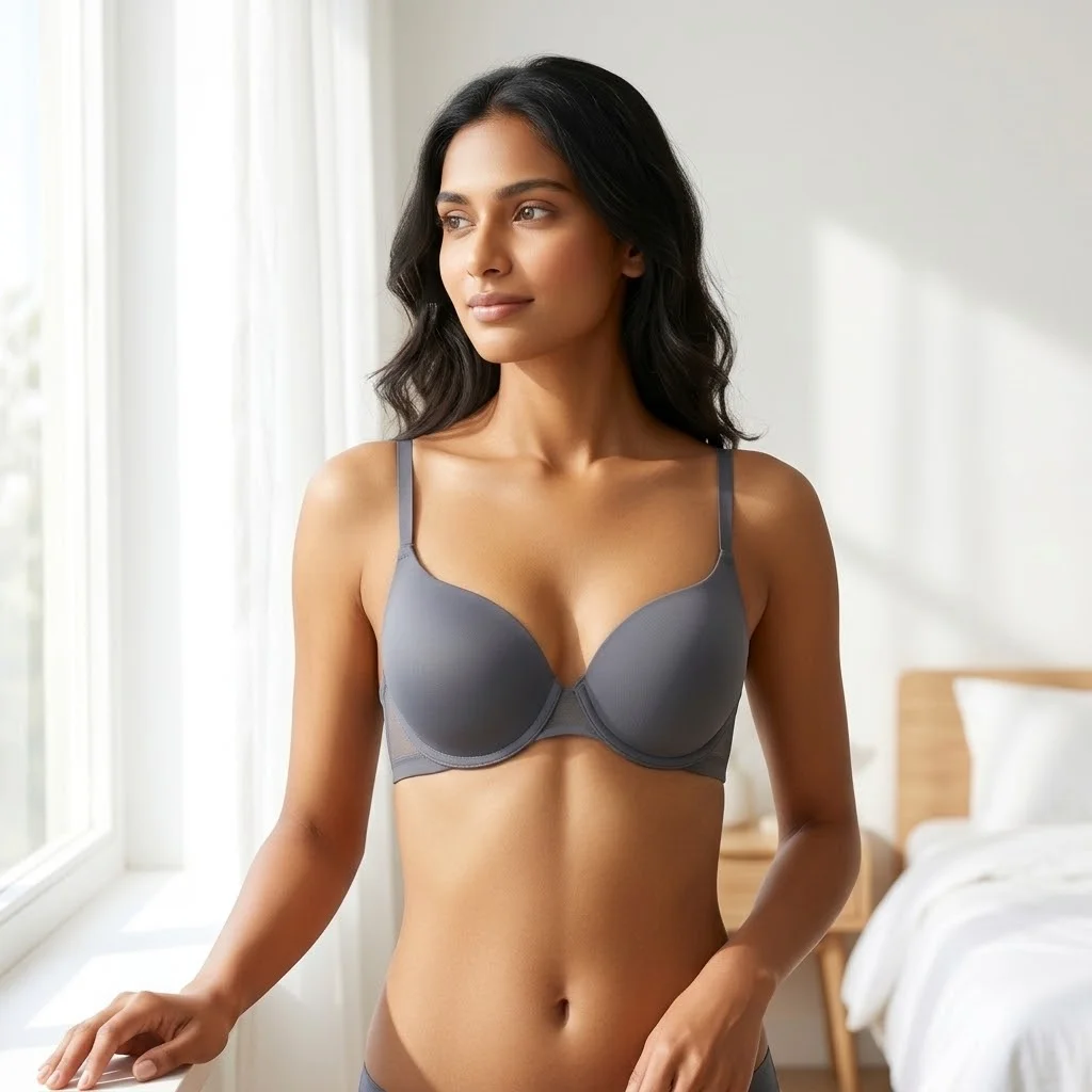 Seamless Smooth Cup Bra | Mesh Side Panel & Adjustable Straps - Image 2