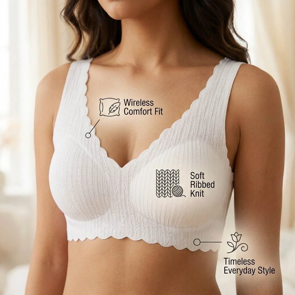 White Seamless Bra with Scalloped Trim