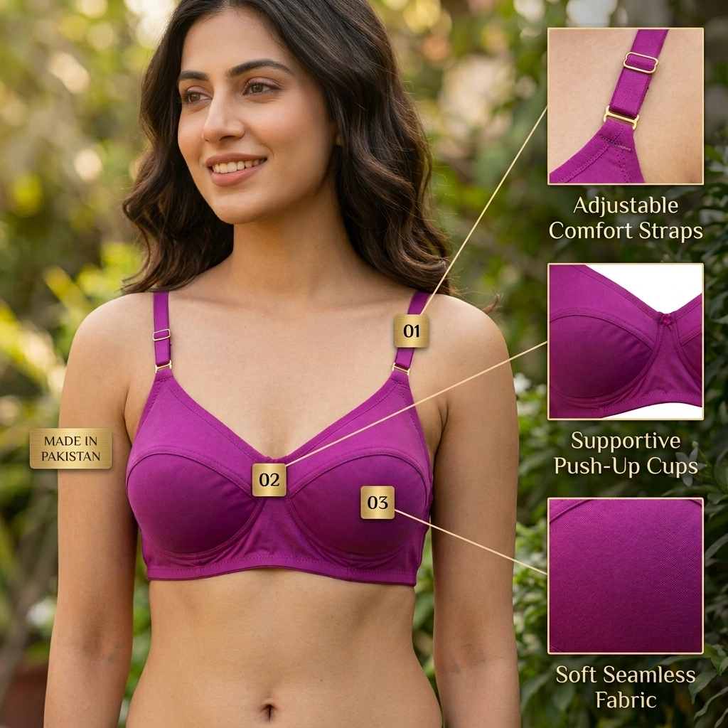 Women’s push-up support bra with soft seamless fabric and adjustable straps