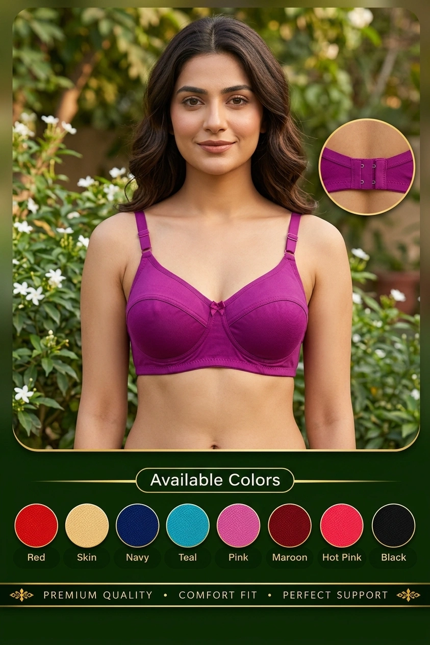 Soft Seamless Bra with Adjustable Straps & Full Comfort Fit - Image 4