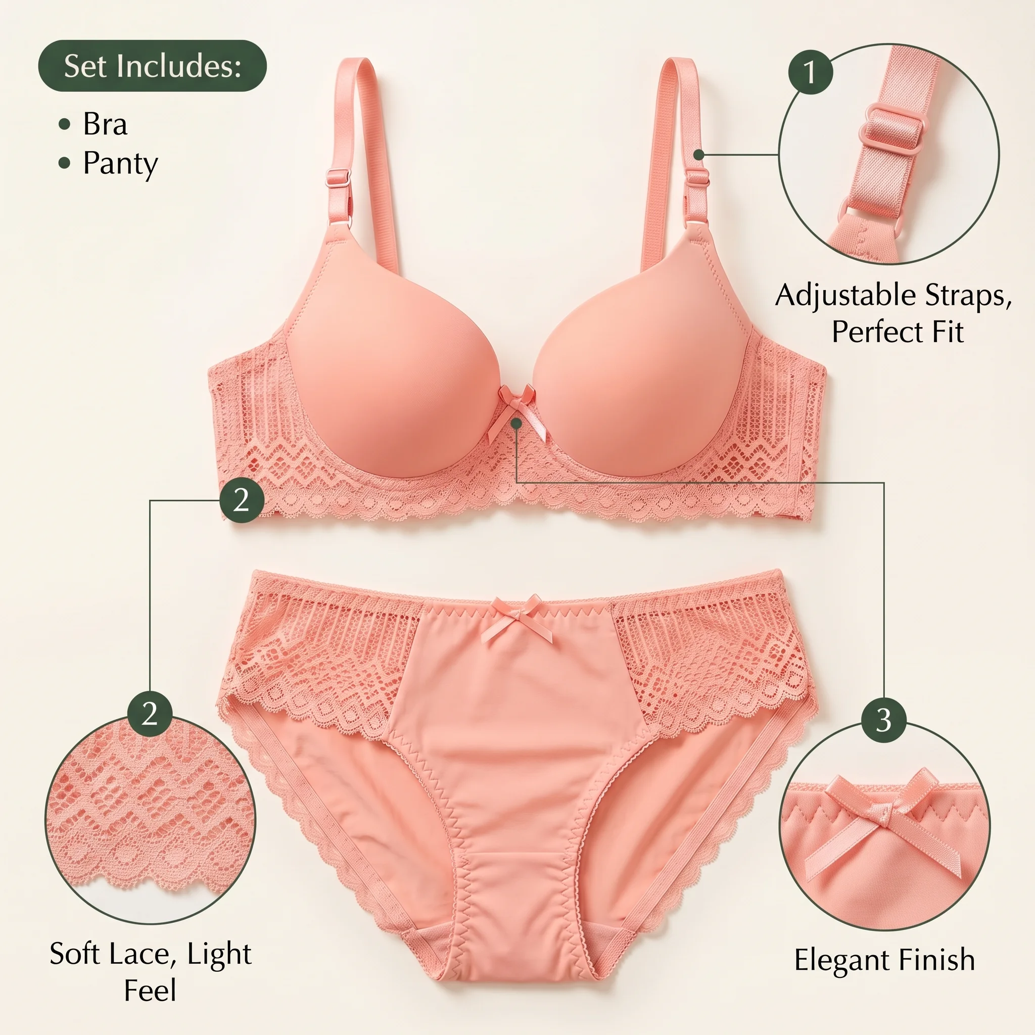 Women’s Lace Bra and Panty Set 6 Colors - Image 5