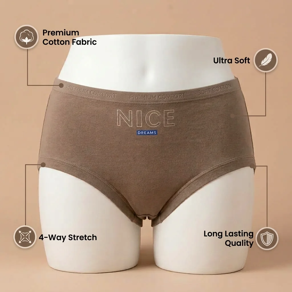 NICE DREAMS Women’s Cotton Briefs, 5 Colors - Image 3