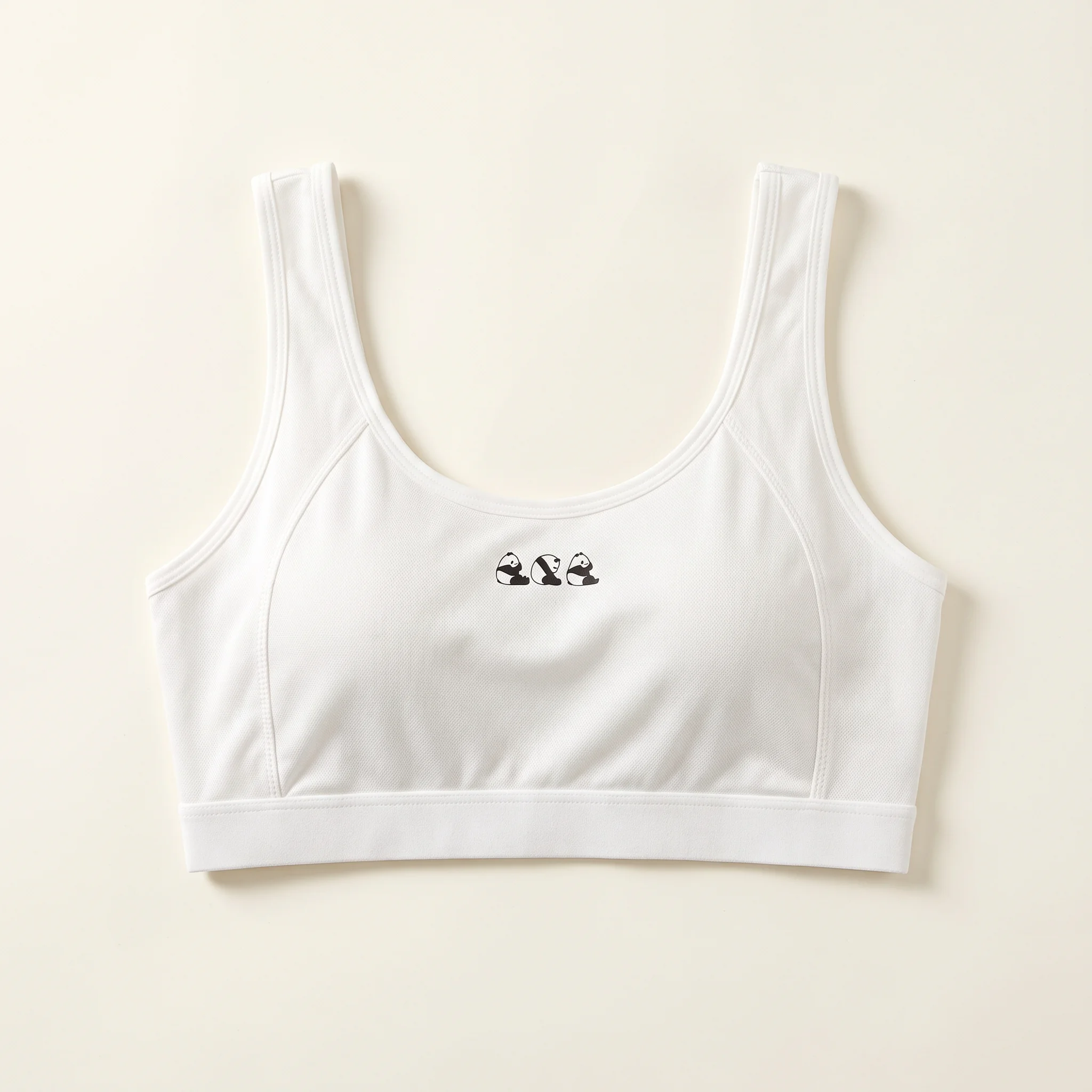 Panda Print Mesh Bra in white with cute panda print and textured mesh fabric