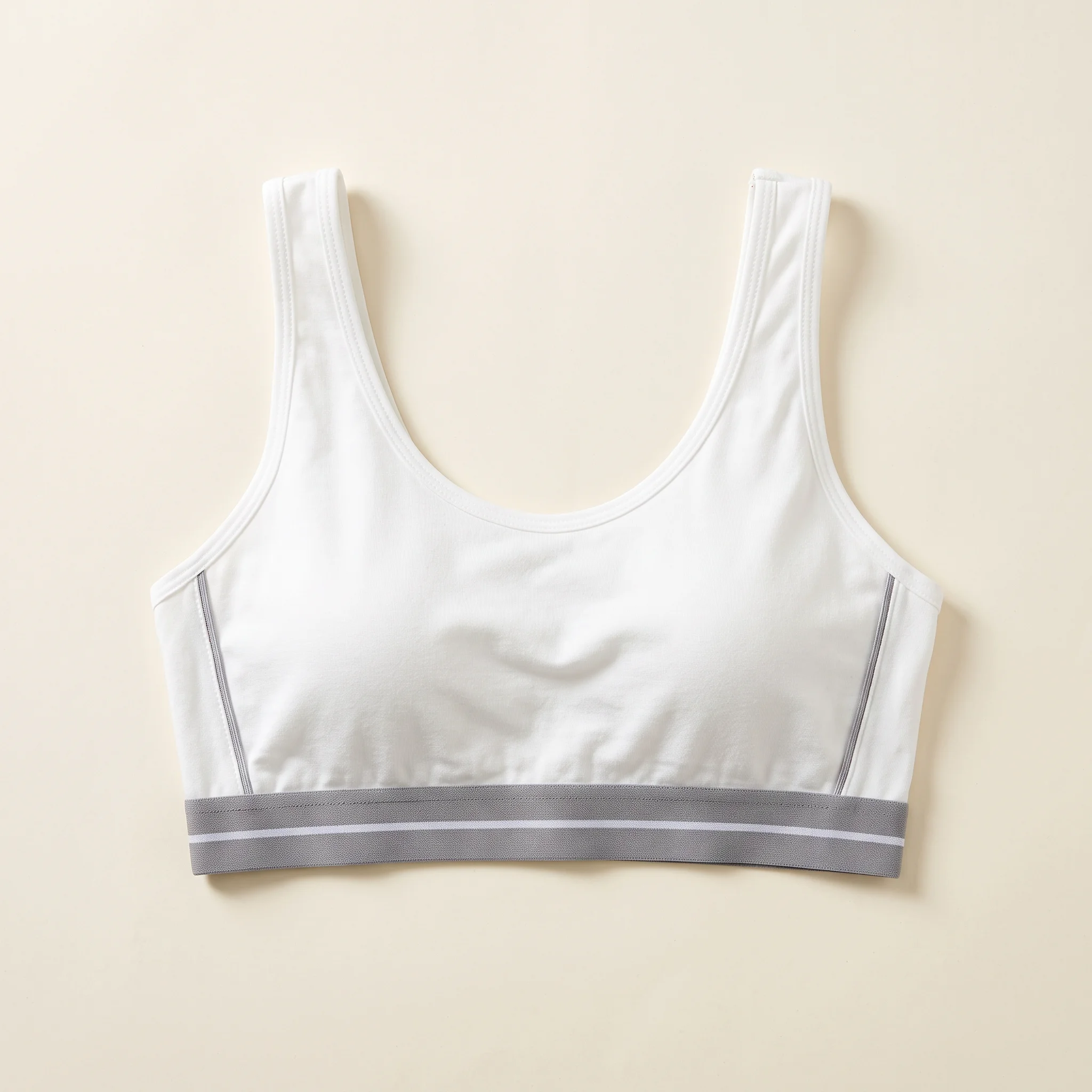 White Sporty Crop Bralette Soft Stretch Wireless Comfort Bra - Image 3