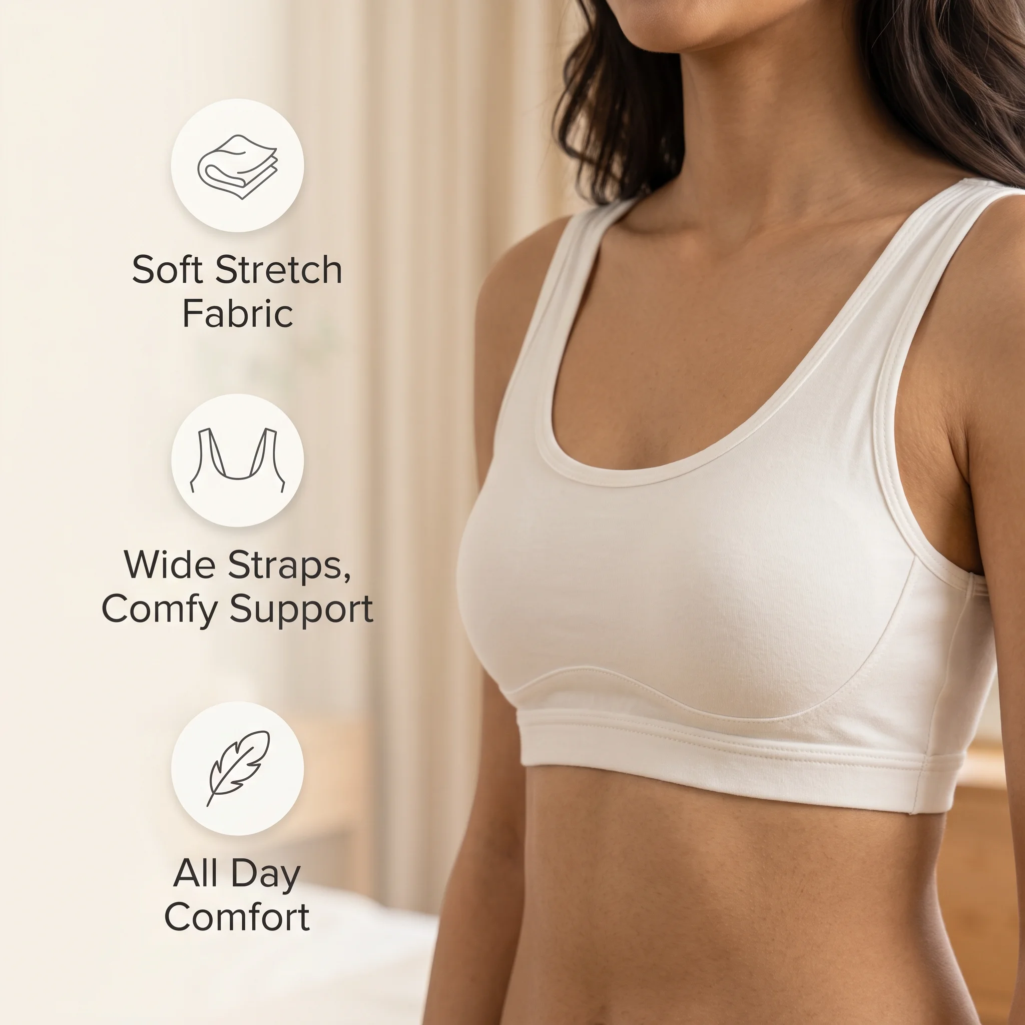 Women's Soft Stretch Bra Full Coverage Wide Strap Bra - Image 2